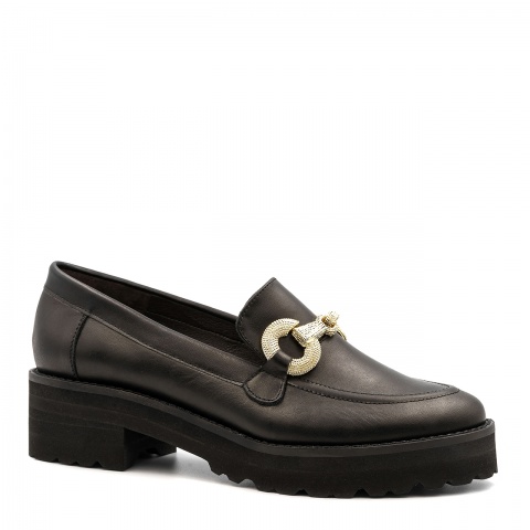 Czarne skórzane półbuty 240M