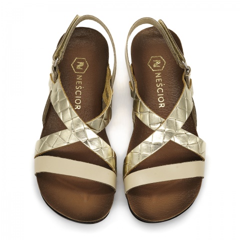 Beżowe skórzane sandały LM40032