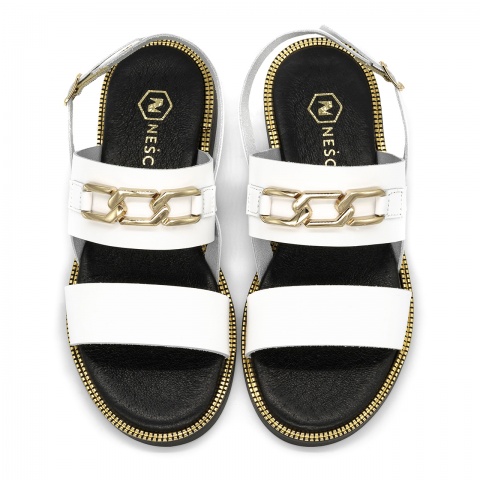 Białe skórzane sandały LM40324