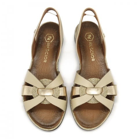 Beżowe skórzane sandały LM40273