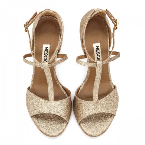 Brokatowe sandały na szpilce Y103B