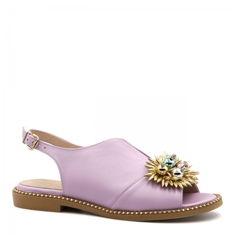 Jasnofioletowe skórzane sandały 167B