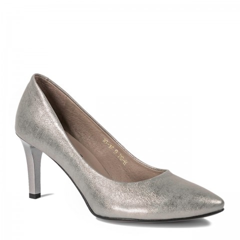 Perłowo-szare czółenka na niskim obcasie 78H1