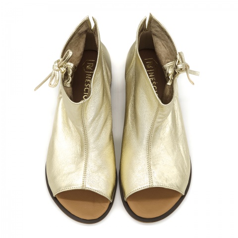 Złote skórzane zabudowane sandały PSL3371