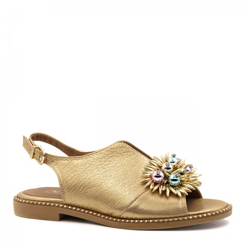 Złote skórzane sandały 167B