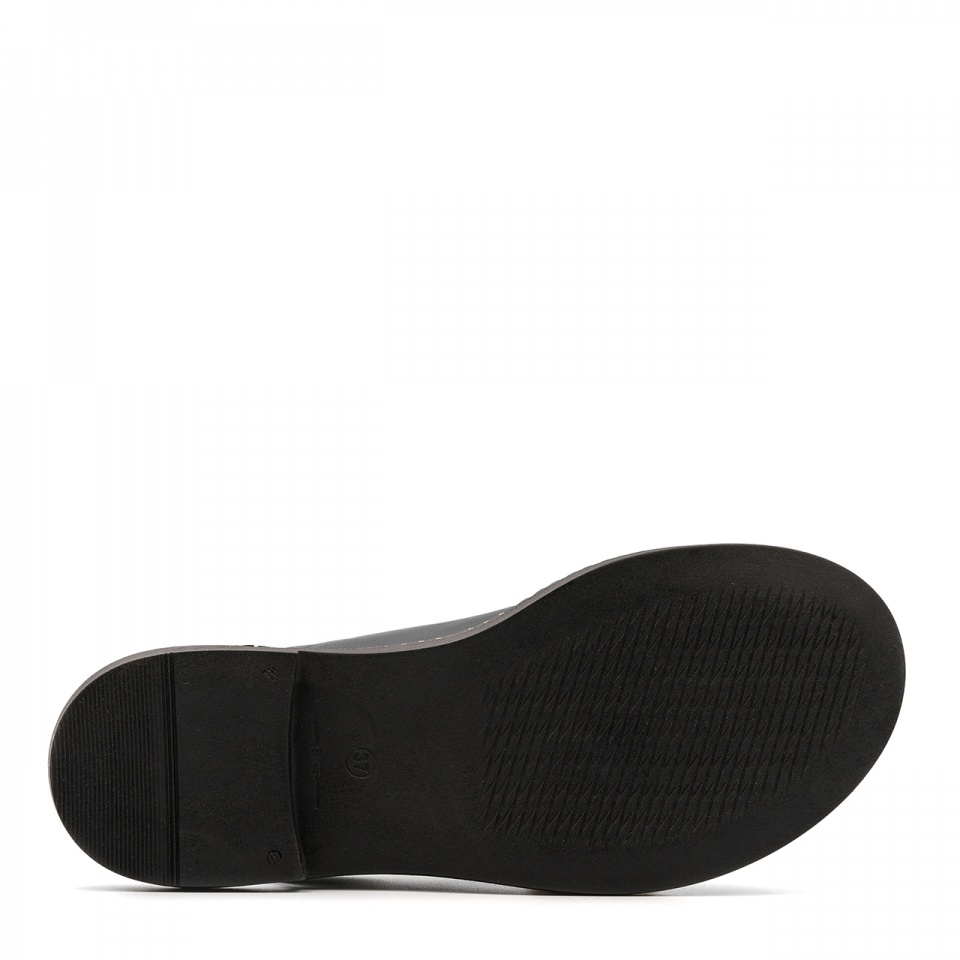 Czarne skórzane zabudowane sandały 6FL301672