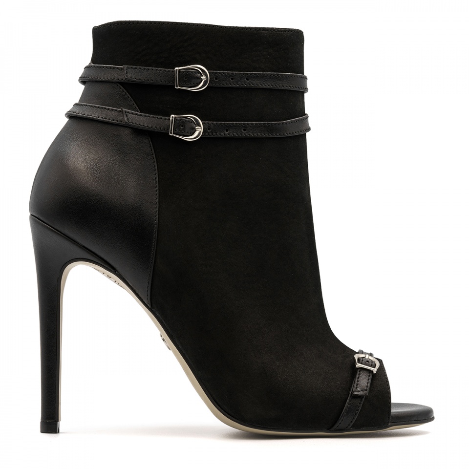 Czarne botki na szpilce peep toe 5AD3950