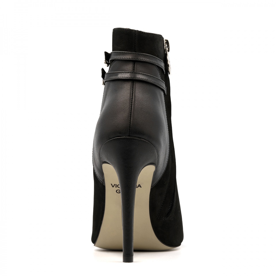 Czarne botki na szpilce peep toe 5AD3950