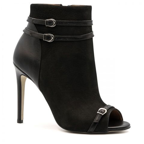Czarne botki na szpilce peep toe 5AD3950