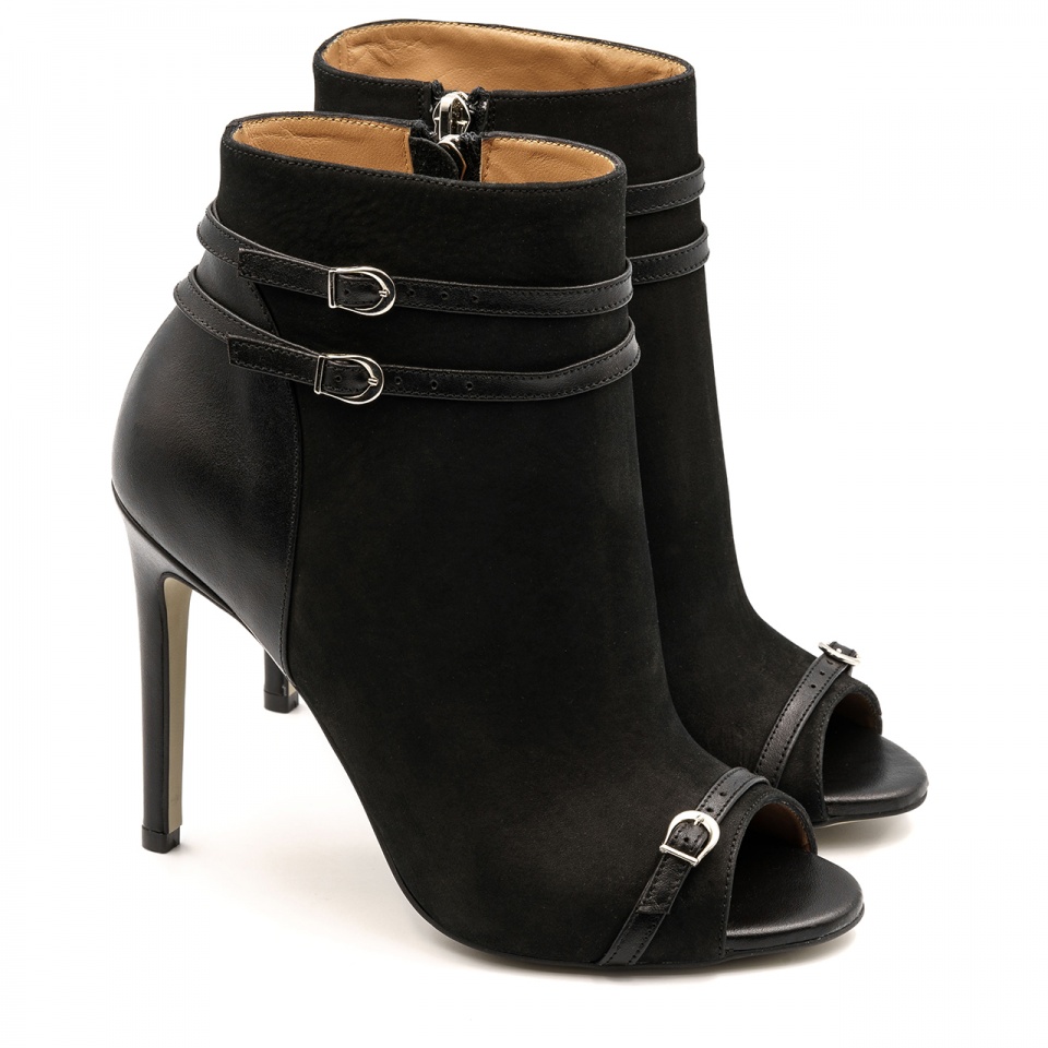 Czarne botki na szpilce peep toe 5AD3950