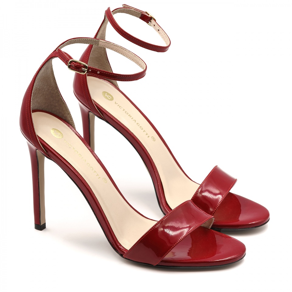 Czerwone lakierowane szpilki sandały 5AD001818