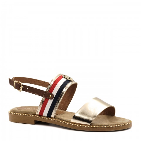 Złote skórzane sandały 167P