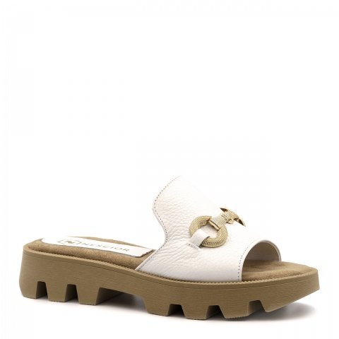 Białe skórzane klapki 216F