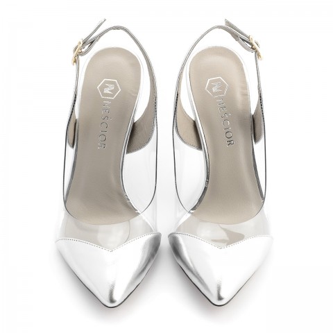 Srebrne czółenka z silikonu bez pięty