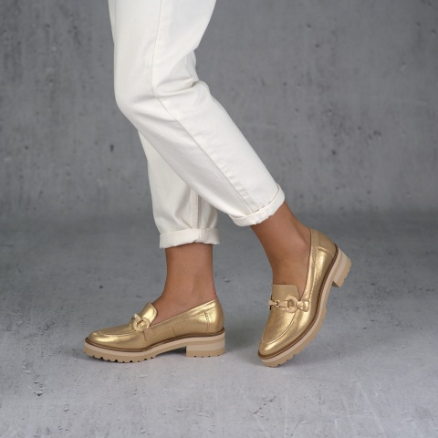 Złote skórzane półbuty 240M
