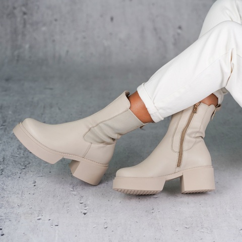 Beżowe skórzane botki sohimmo 7SM6435A