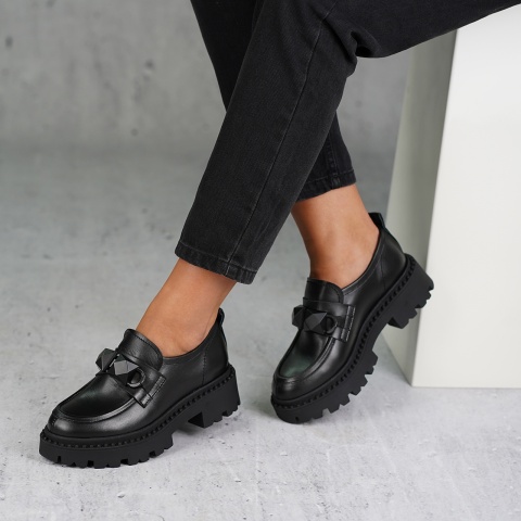 Czarne skórzane mokasyny sohimmo CB4230