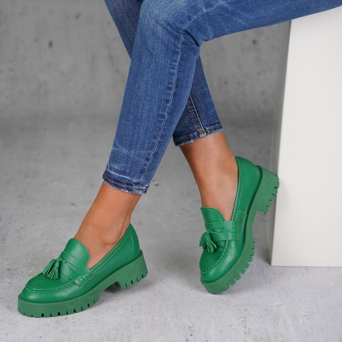 Zielone skórzane mokasyny sohimmo CB2821