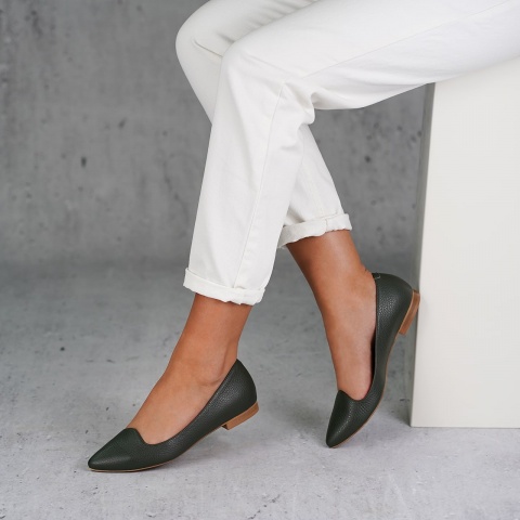 Khaki skórzane baleriny 263S