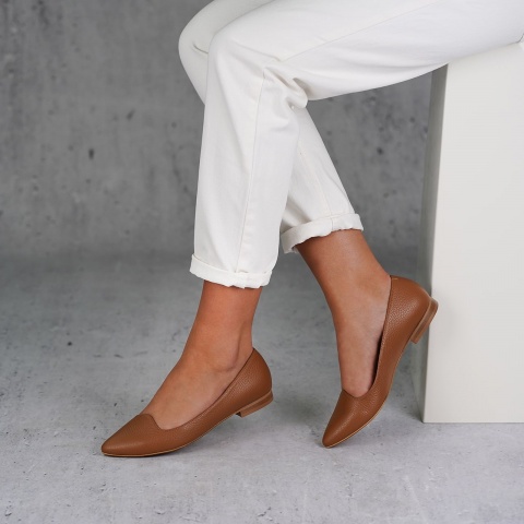 Koniakowe skórzane baleriny 263S