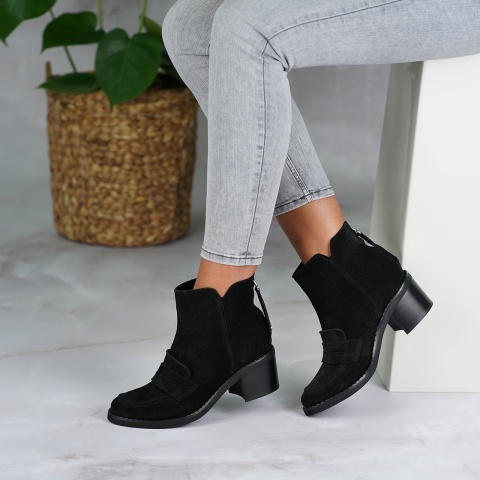 Czarne welurowe botki 274G