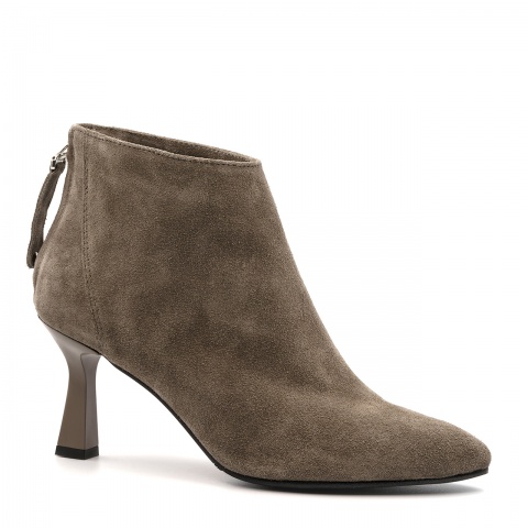 Kawowe eleganckie botki z weluru 42Z