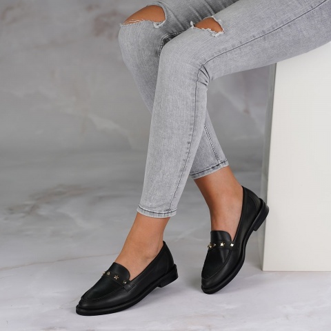 Czarne skórzane półbuty 44G