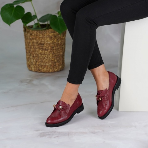 Bordowe skórzane półbuty KD2561