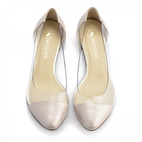  Perłowo-beżowe baleriny z sylikonu