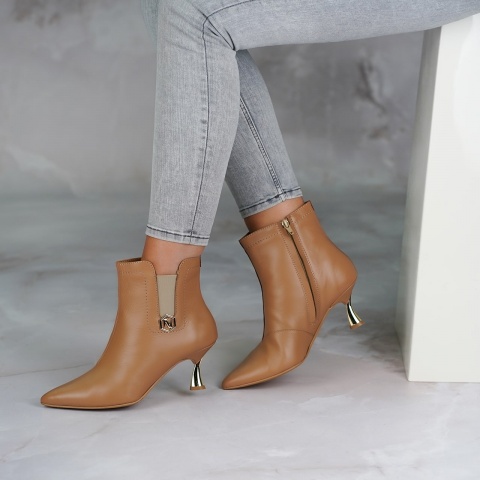 Karmelowe skórzane botki 118A