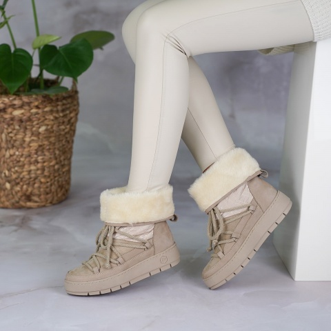Beżowe ocieplane botki 280P