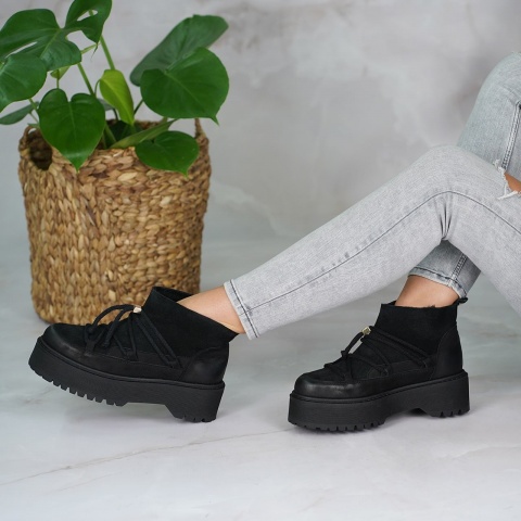 Czarne wsuwane welurowe botki 246D