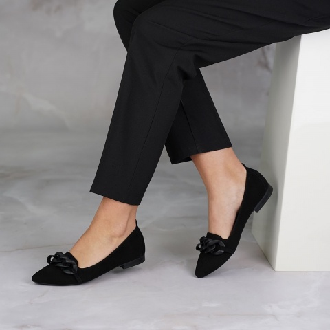 Czarne zamszowe baleriny 263P