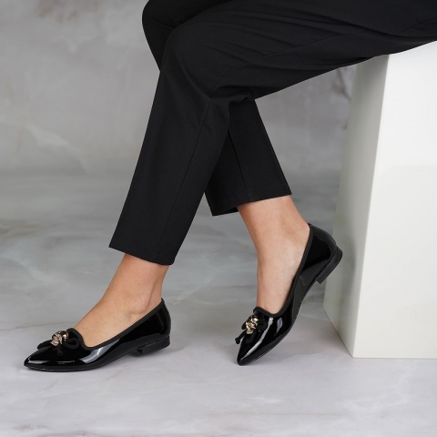 Czarne lakierowane baleriny 263Z