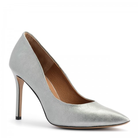 Perłowo-szare szpilki na wysokim obcasie 105A