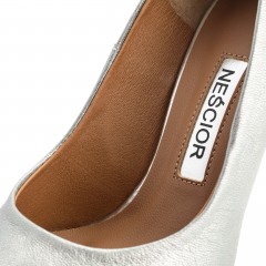 Perłowo-szare skórzane szpilki 105A