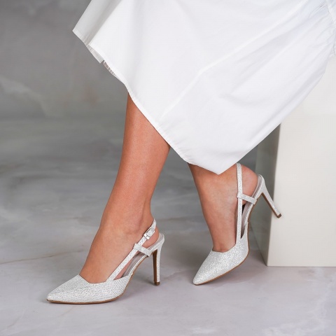 Srebrne szpilki bez pięty 107Y