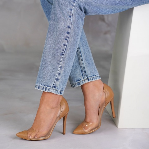 Karmelowe szpilki z silikonem po bokach 101Z