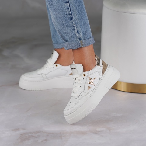 Białe sznurowane sneakersy 208B
