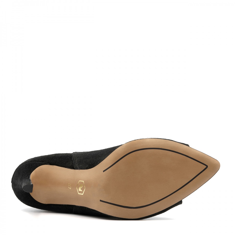 Czarne welurowe botki peep toe 121V