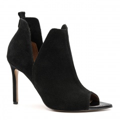 Czarne welurowe botki peep toe 121V