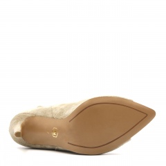 Beżowe welurowe botki peep toe 121V