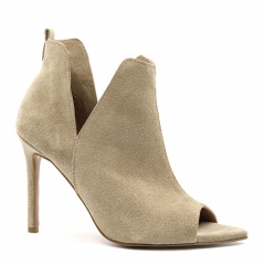 Beżowe welurowe botki peep toe 121V