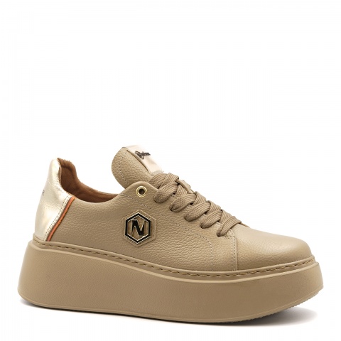 Beżowe sznurowane sneakersy 237H