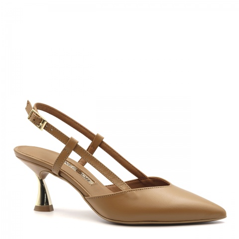 Karmelowe czółenka bez pięty 118V