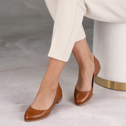 Koniakowe skórzane baleriny 297B