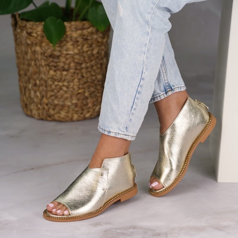 Złote zabudowane sandały 6FL301671