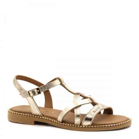 Złote skórzane sandały 167E