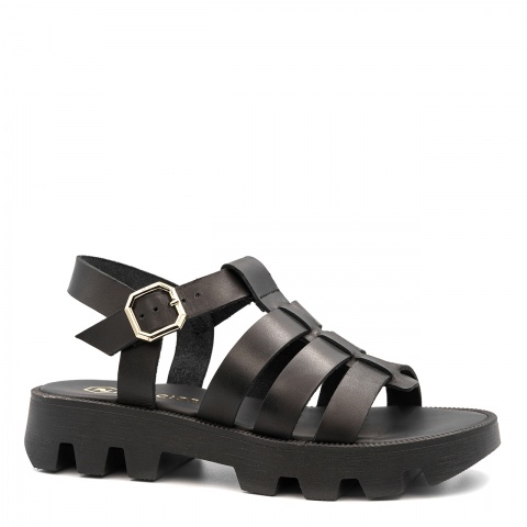 Czarne skórzane sandały 216M