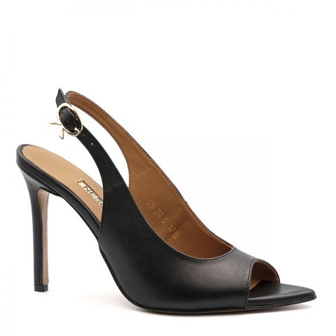 Czarne skórzane sandały open toe 121E